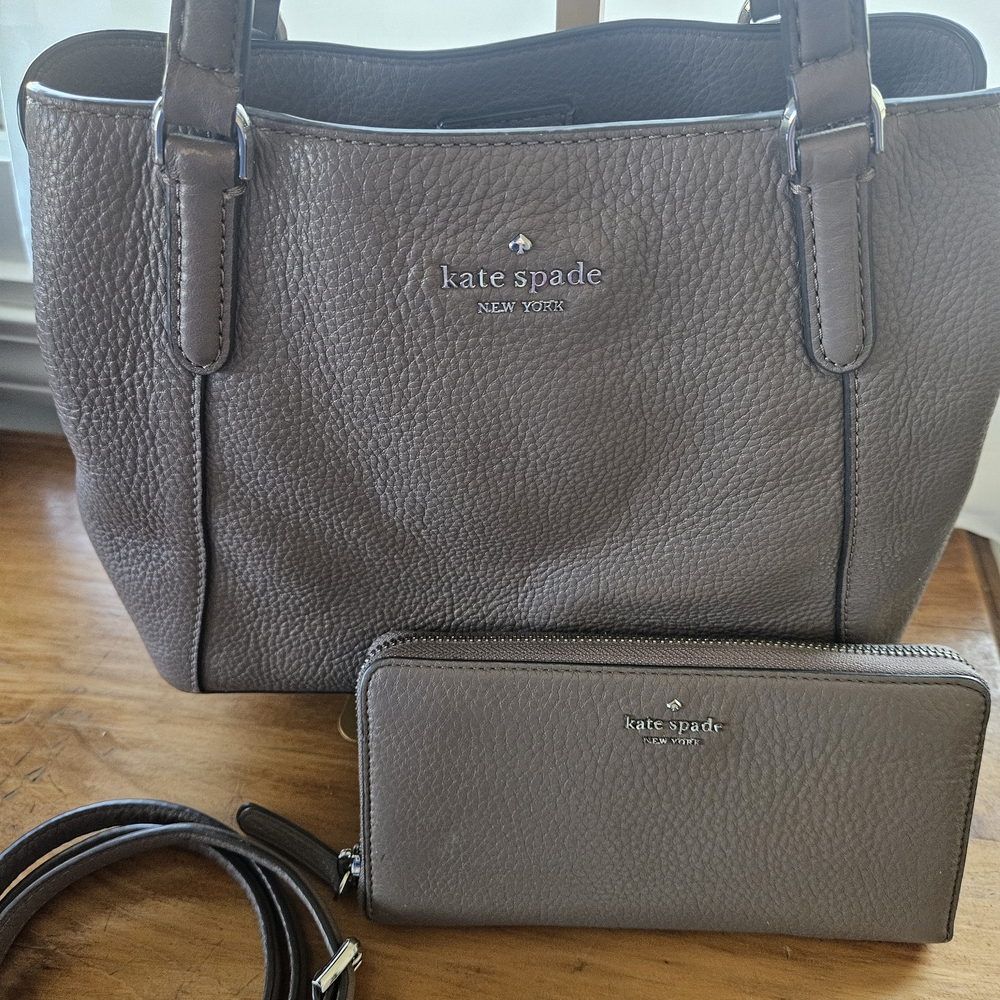 Kate Spade Taupe Tote and Wallet Set